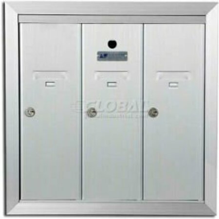 FLORENCE MFG CO Recessed Vertical 1250 Series, 3 Door Mailbox, Anodized Aluminum 1250-3HA